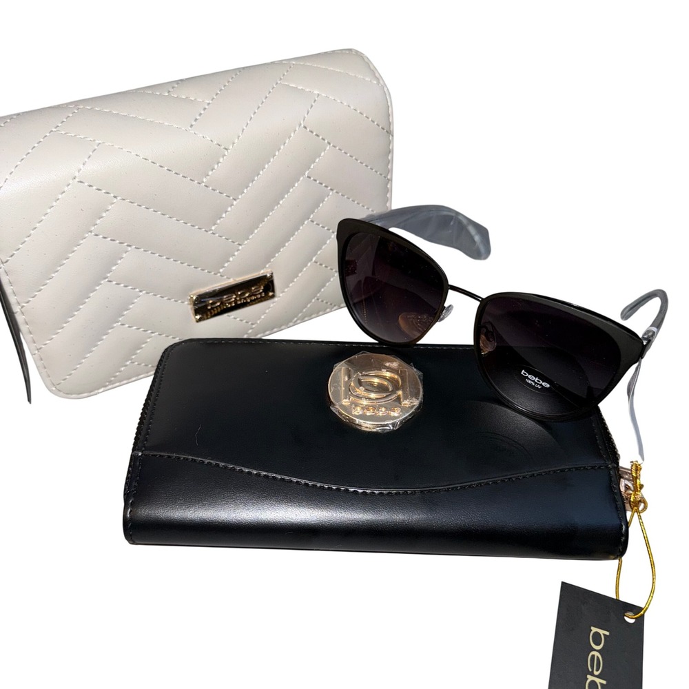 BEBE Bundle the Sophia Crossbody Bag, Melendy Zip Wallet, Sunglasses